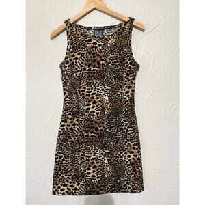 Meow Genes Y2K Leopard Print Mini Dress Womens Medium Sleeveless